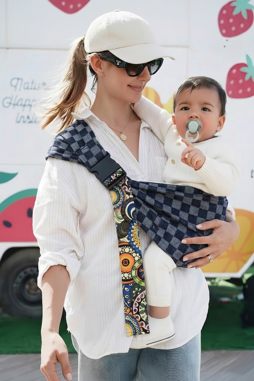 GoMom carrier - Checkered Blue